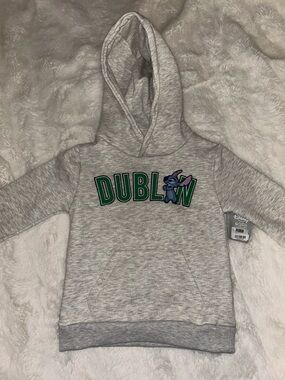 Disney Grey Hoodie with Green 'DUBLIN' and Blue Stitch Graphic